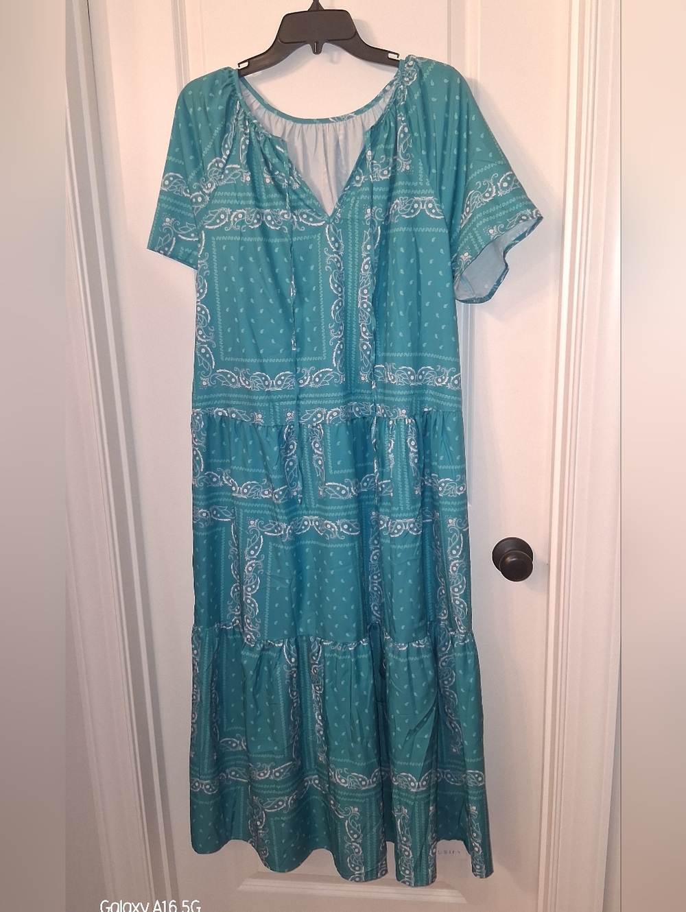 Teal Midi Sundress - Women's Boho Beach Dress - Picture 2 of 9